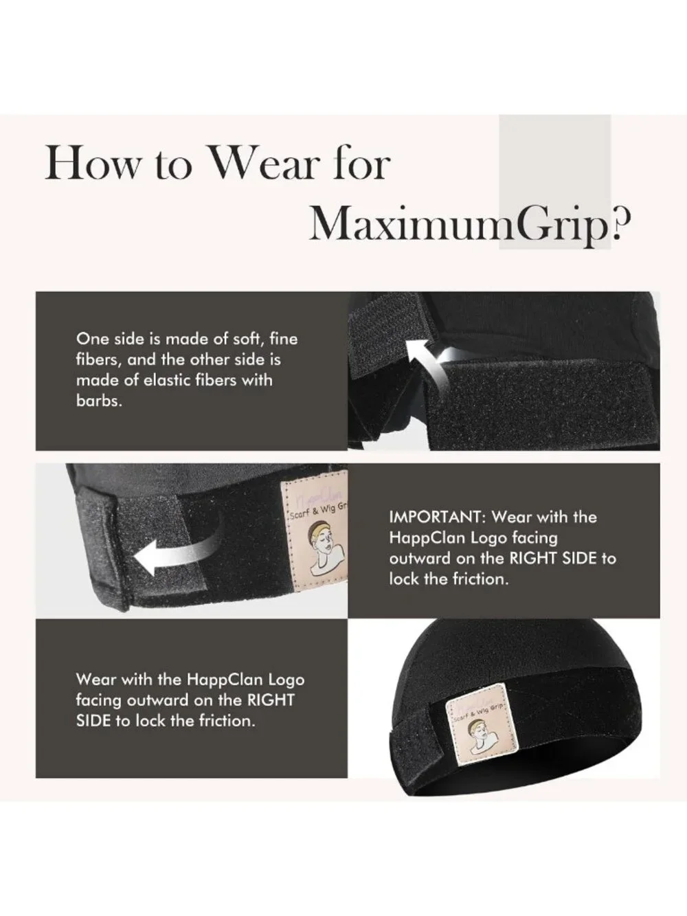Wig Grip Cap for Hijabs & Half Wigs - Black, 2-Pack, Secure & Comfortable Fit